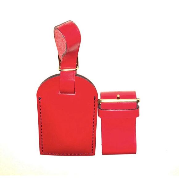 Louis Vuitton Red Bag Tag Gold-tone Accent Black Stitching w/ Strap Poignet - Picture 4 of 10